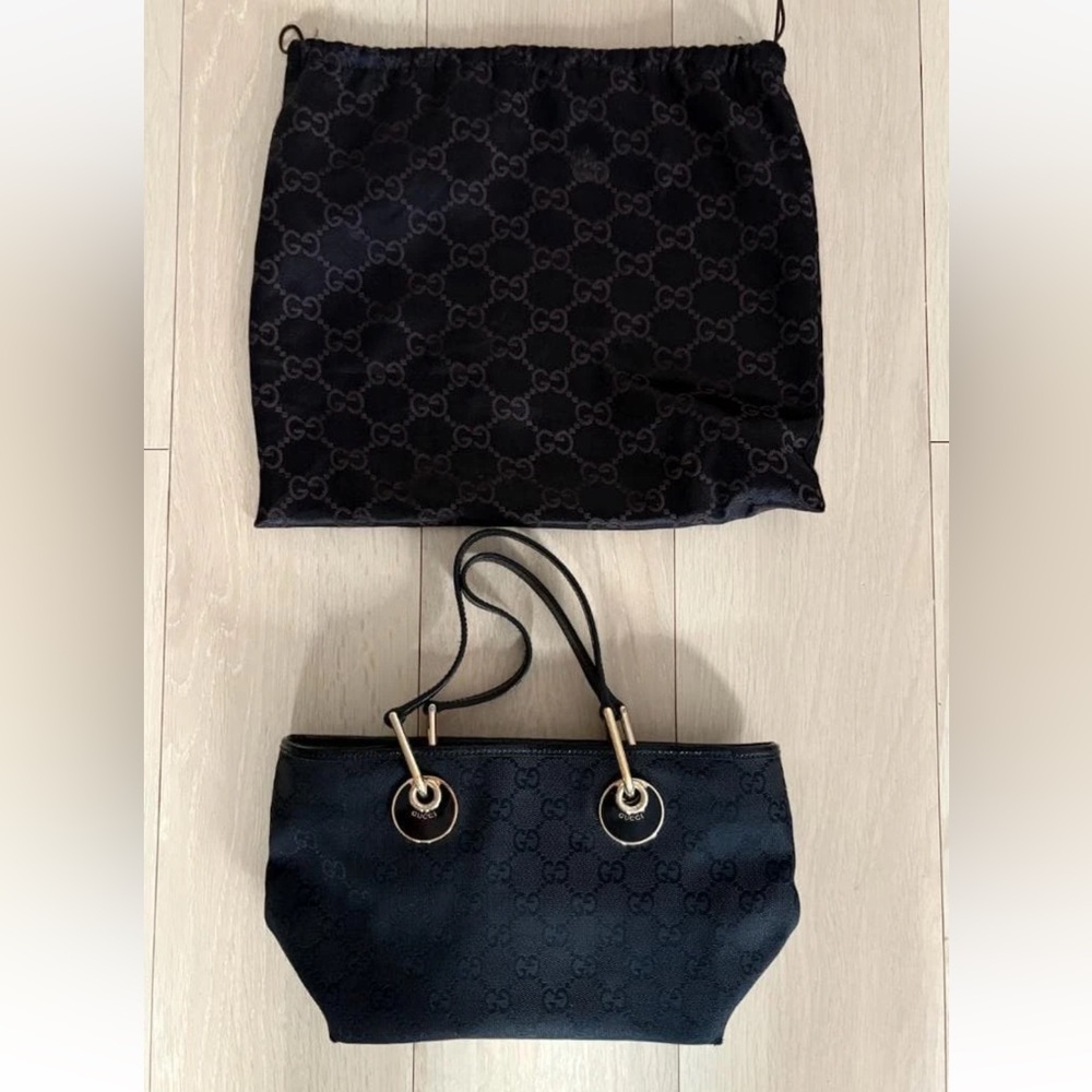 Gucci Black Tote with Gold Accents